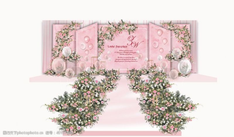 草坪裸粉色婚礼设计图片