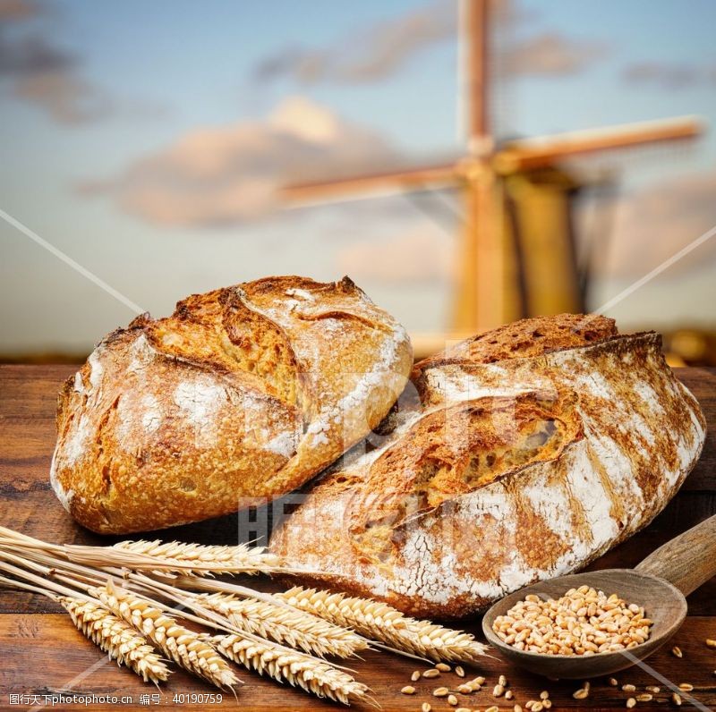 餐具面包高清摄影美味丰富图片