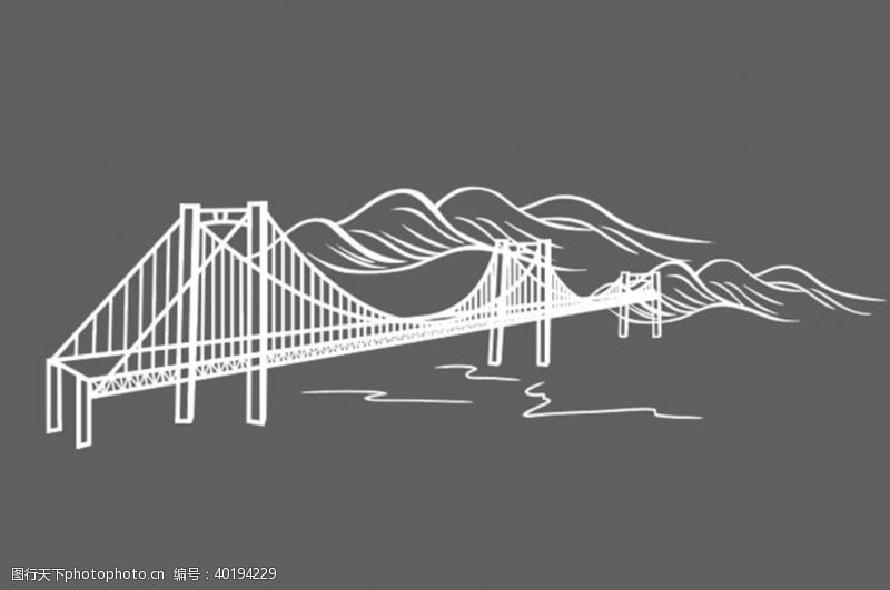 山桥水线稿图片