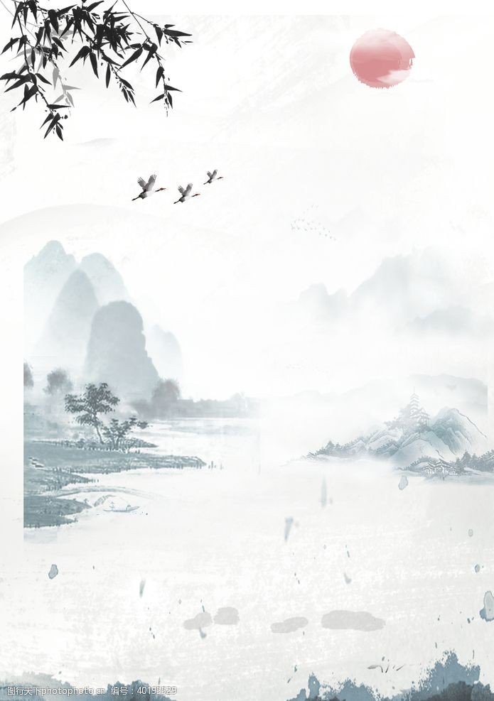 中式挂画山水画图片