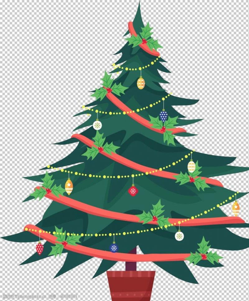 矢量卡通背景圣诞树素材图片