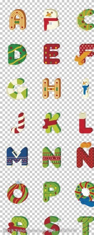 圣诞节元素圣诞元素可爱创意字母设计图片