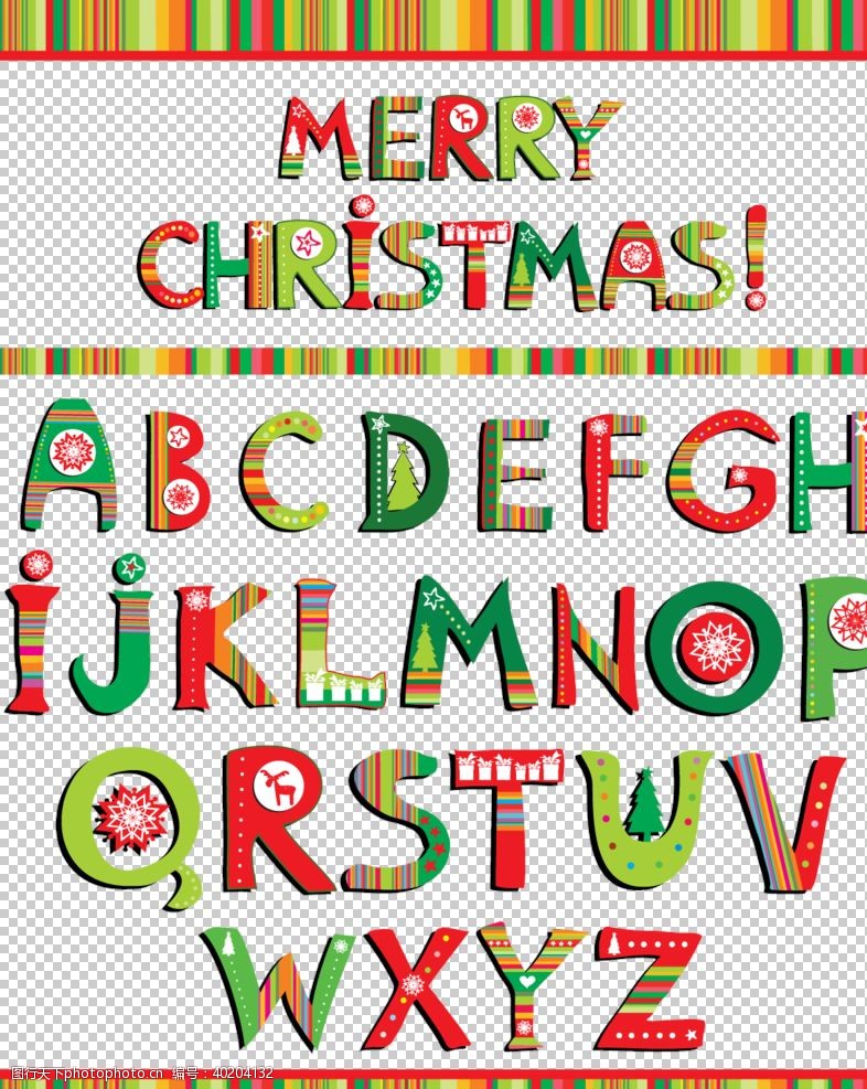 矢量圣诞节圣诞元素矢量字母图片