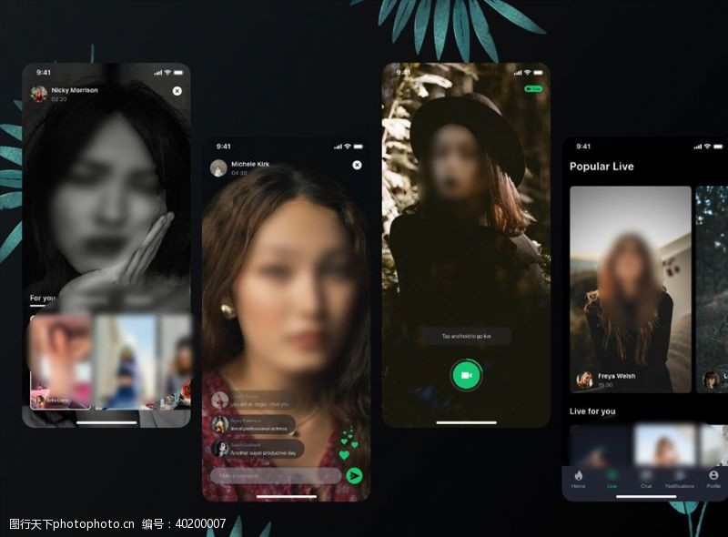 手机appxd社交深色主题UI设计拍摄页图片