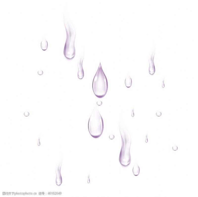 水滴紫色卡通水珠元素图片
