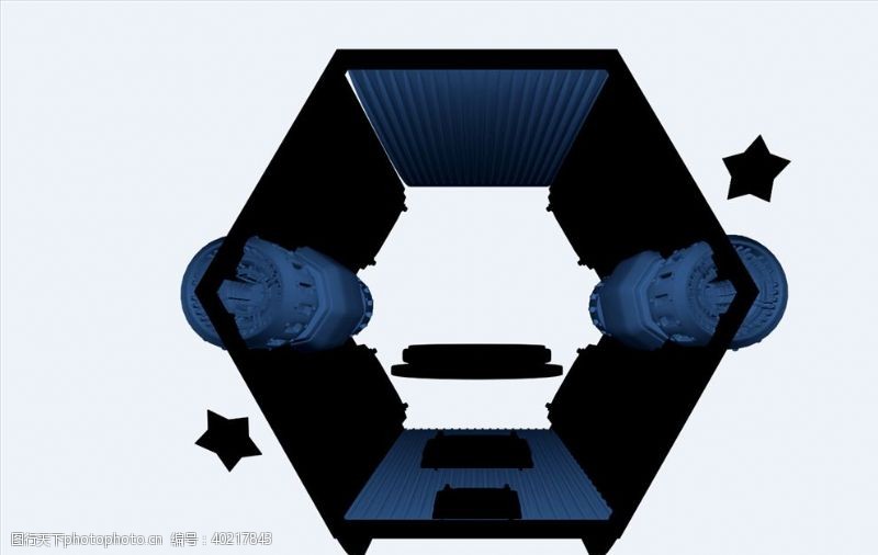 几何抽象C4D模型抽象场景太空舱图片