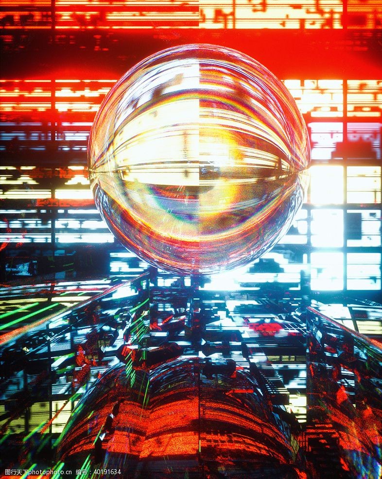 夜场素材C4D模型炫酷科技场景玻璃球图片