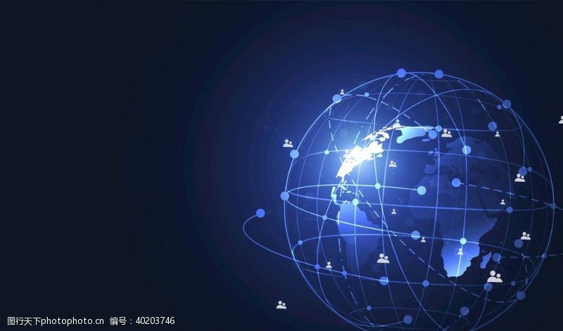 蓝色背景模板点线联接地球通讯通信科技图片