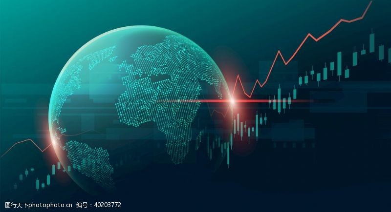 科技信息高科技地球股市曲线AI模板素材图片