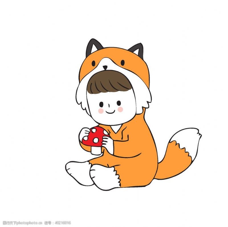 矢量卡通标志狐狸萌娃插画图片