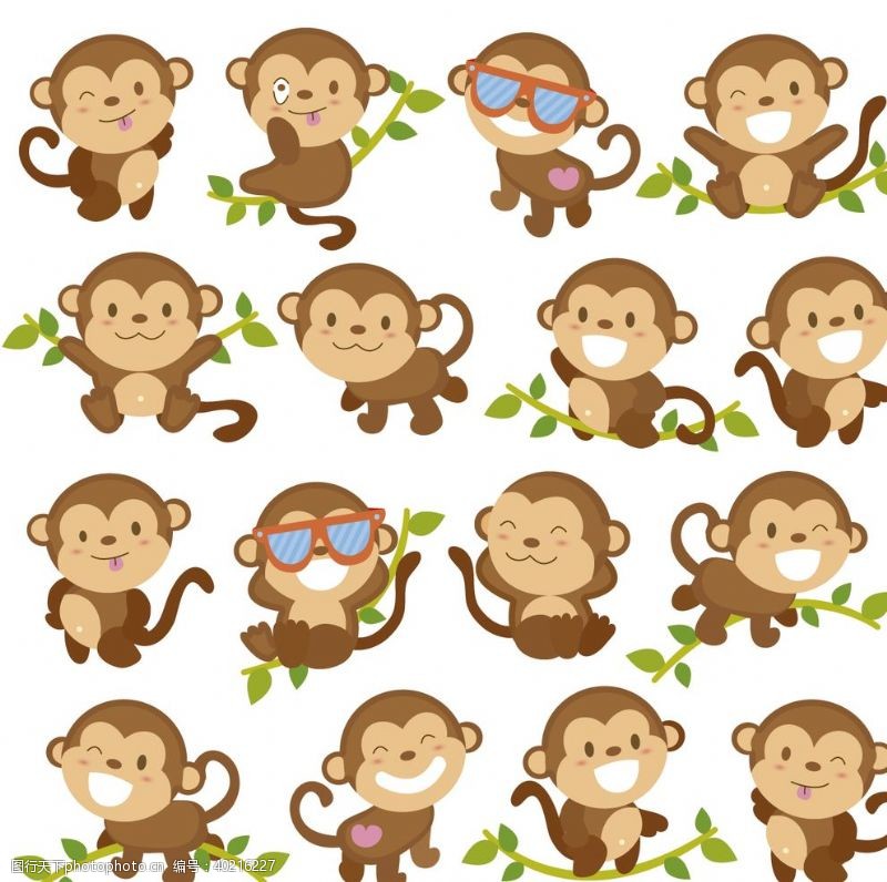 猴子卡通贴卡通动物猴子图片