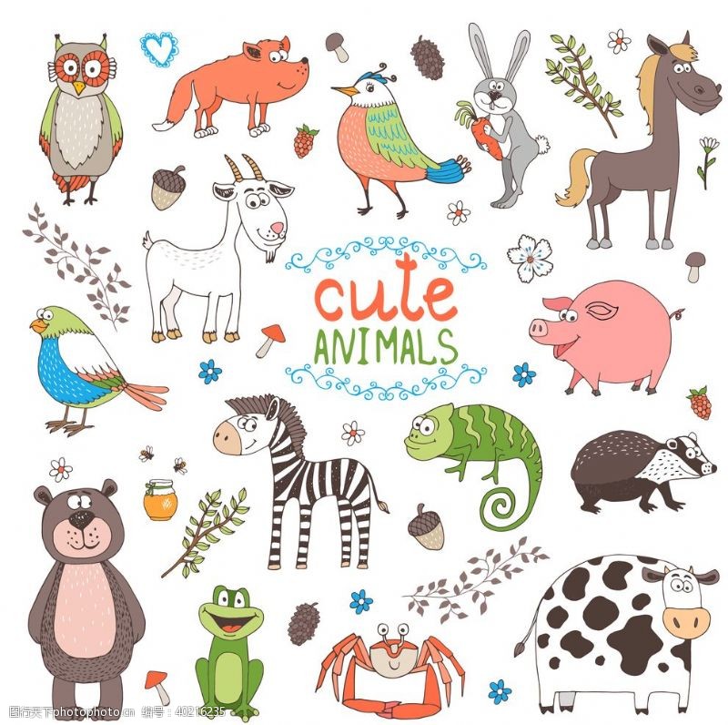 动物贴纸卡通动物图片