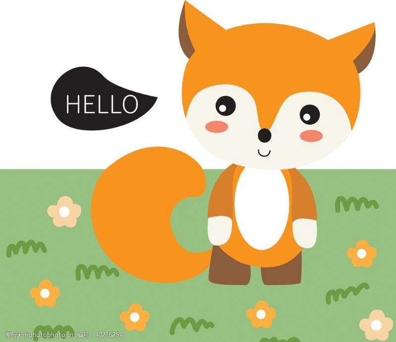 素描可爱狐狸插画图片