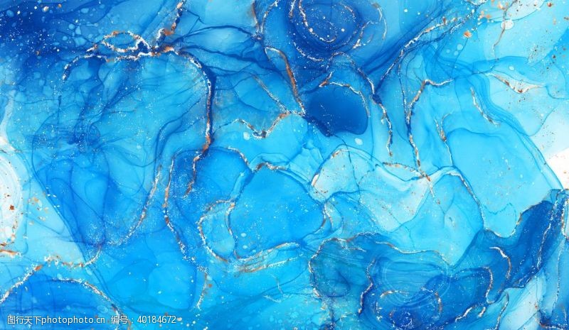 水彩笔触蓝色抽象流体背景图片