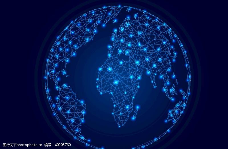蓝色科技背景蓝色点线风格地球EPS素材图片