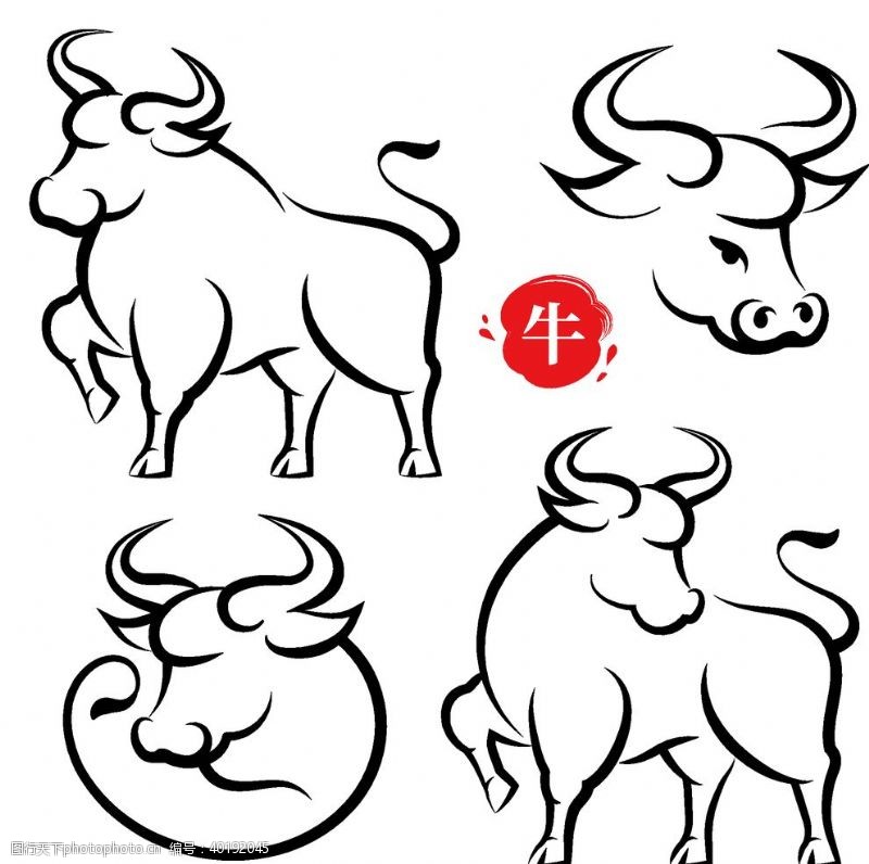 插画集牛插图logo图片
