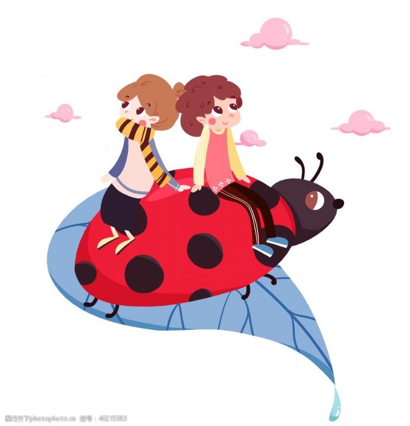 扁平动物瓢虫儿童插画图片