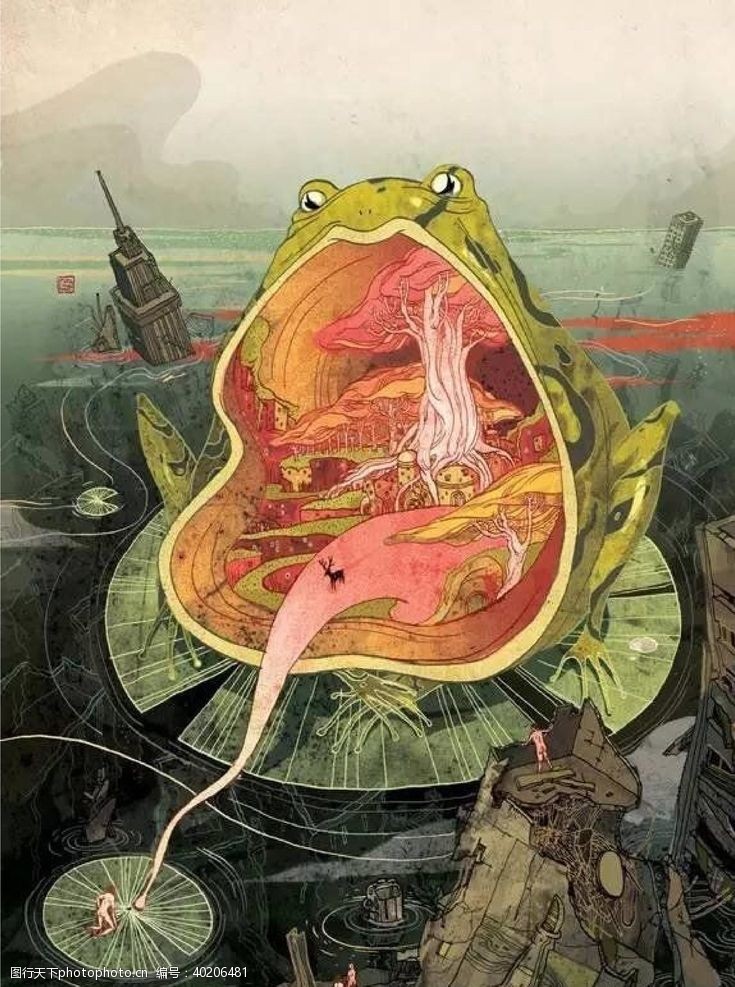 动漫风景青蛙图片