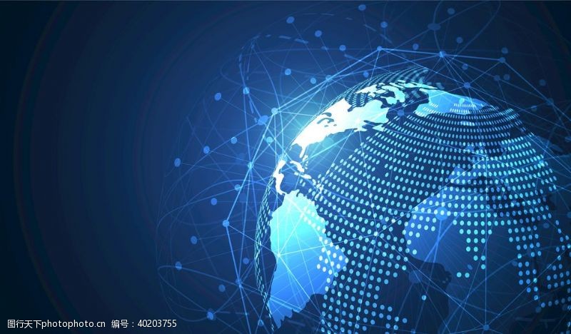 蓝色背景模板全球化网经络EPS蓝色科技素材图片