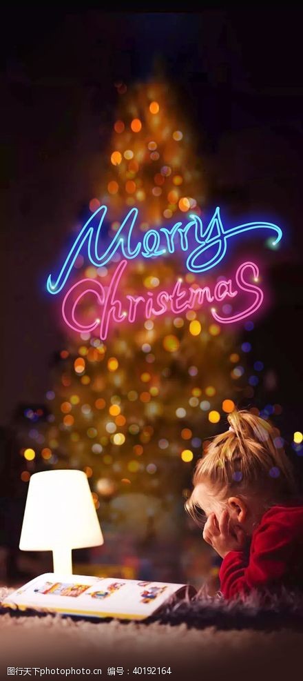 霓虹灯背景圣诞节图片
