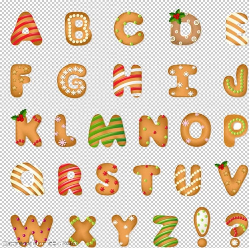 矢量图素材圣诞元素矢量字母饼干样式图片