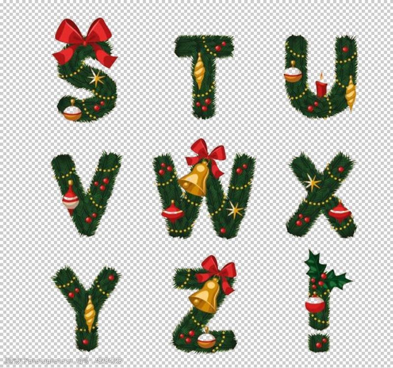 创意字母圣诞元素矢量字母创意设计图片