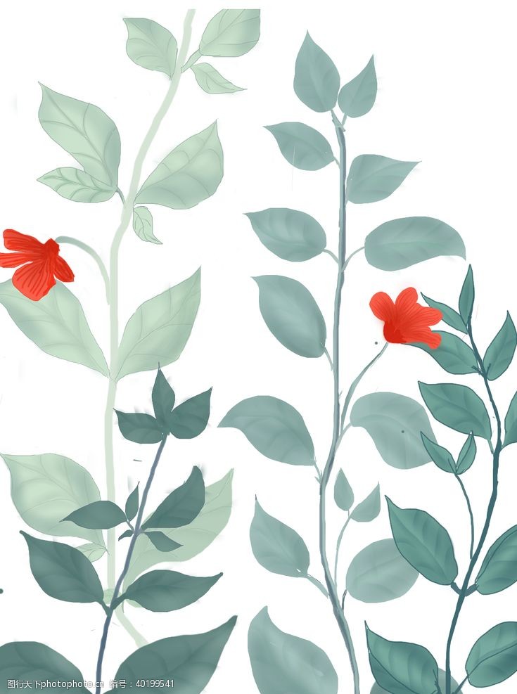 红叶手绘藤蔓图片