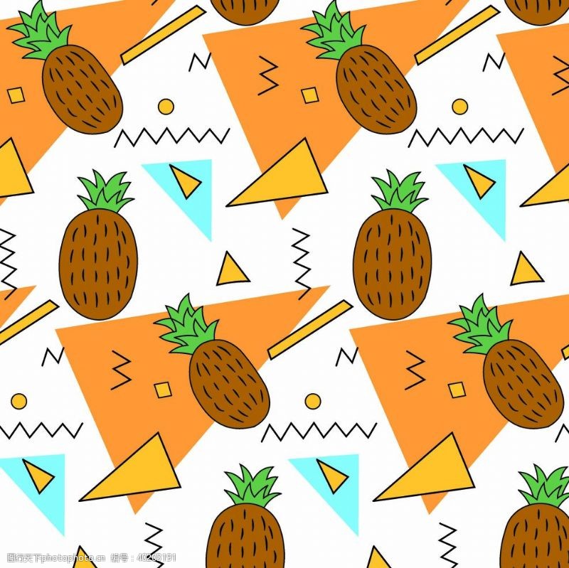 菠萝数码印花图片