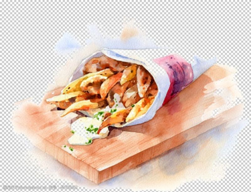 手绘美食菜单薯条图片