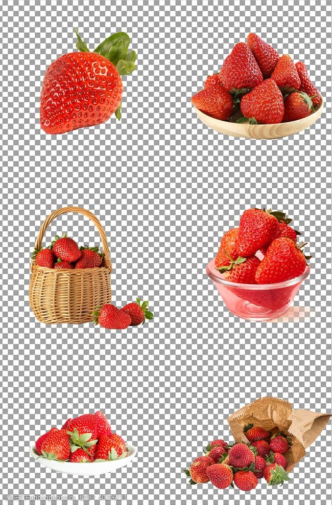 免抠素材新鲜采摘草莓图片