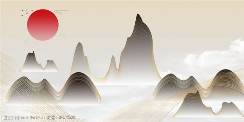 横幅设计新中式山水图片