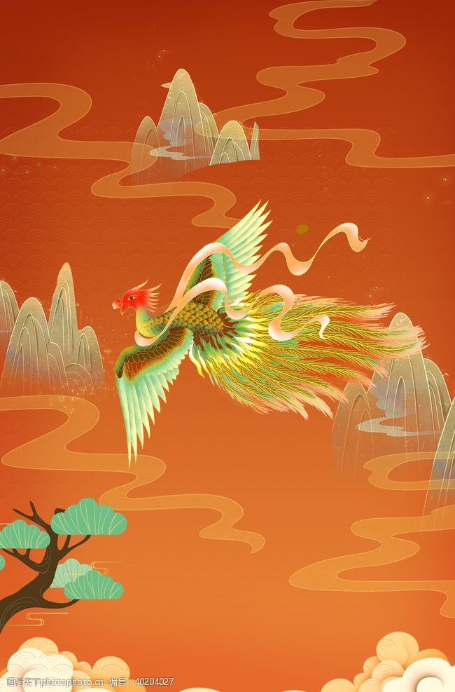 仙鹤中国风背景图片