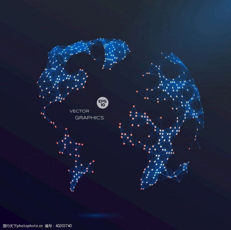 网状背景抽象3D矢量全球化地球EPS图片