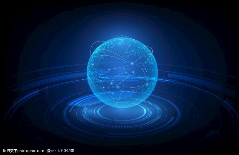 蓝色背景模板抽象新闻包装地球环绕EPS图片
