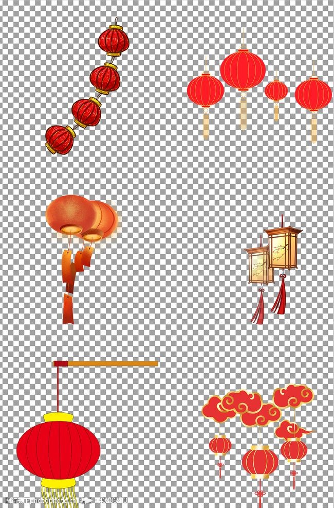红色喜庆背景春节新年喜庆手绘灯笼图片