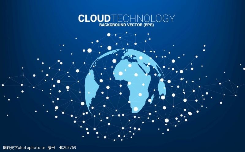 科技蓝地球科技云计算点线连接EPS图片