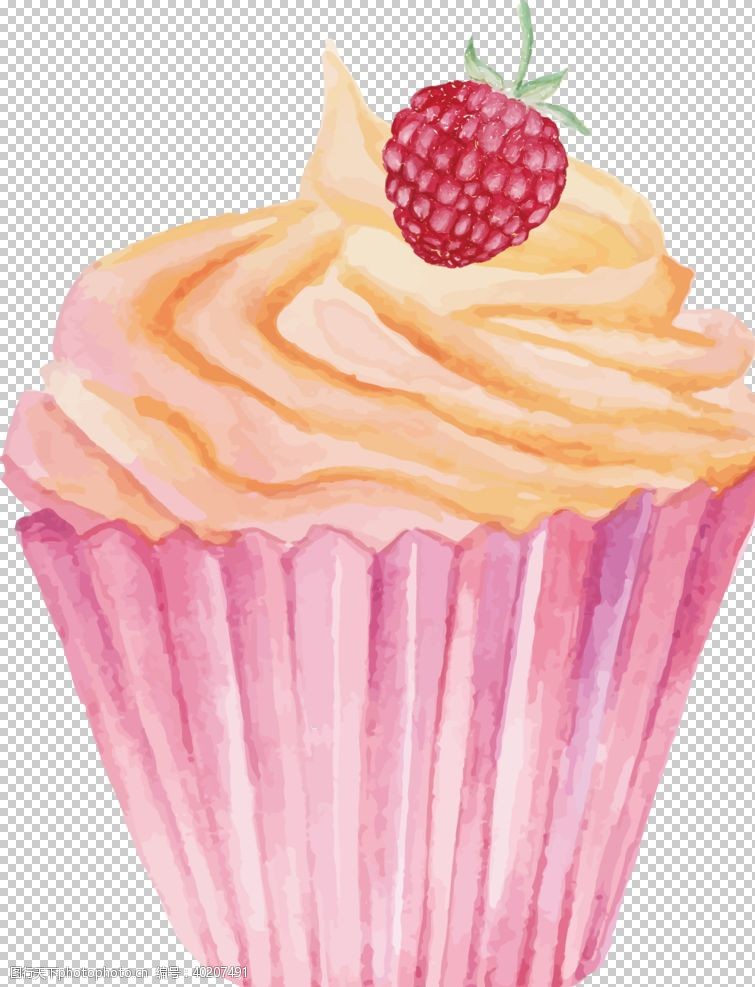 蛋糕插画粉色纸杯蛋糕图片