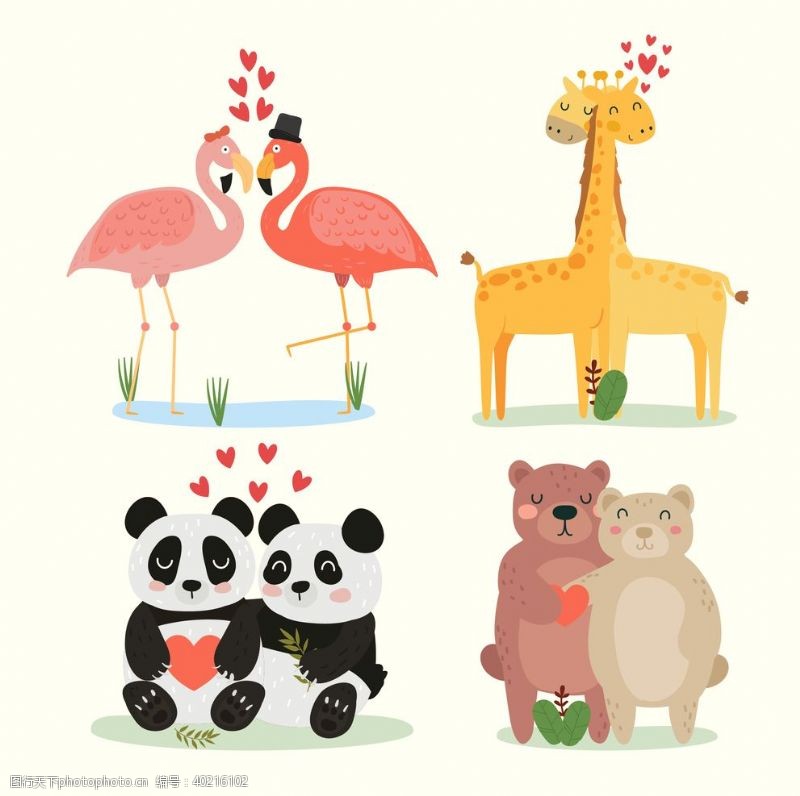 手绘小鸟卡通动物熊猫图片
