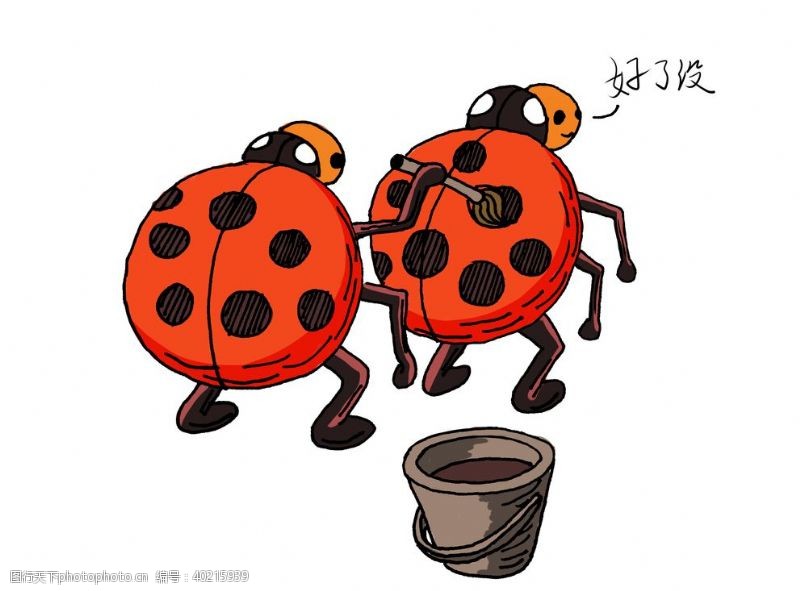 儿童画昆虫可爱七星瓢虫插画图片