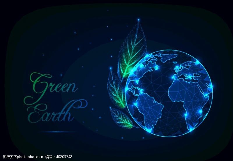 现代抽象绿色地球保护地球环保科技图片