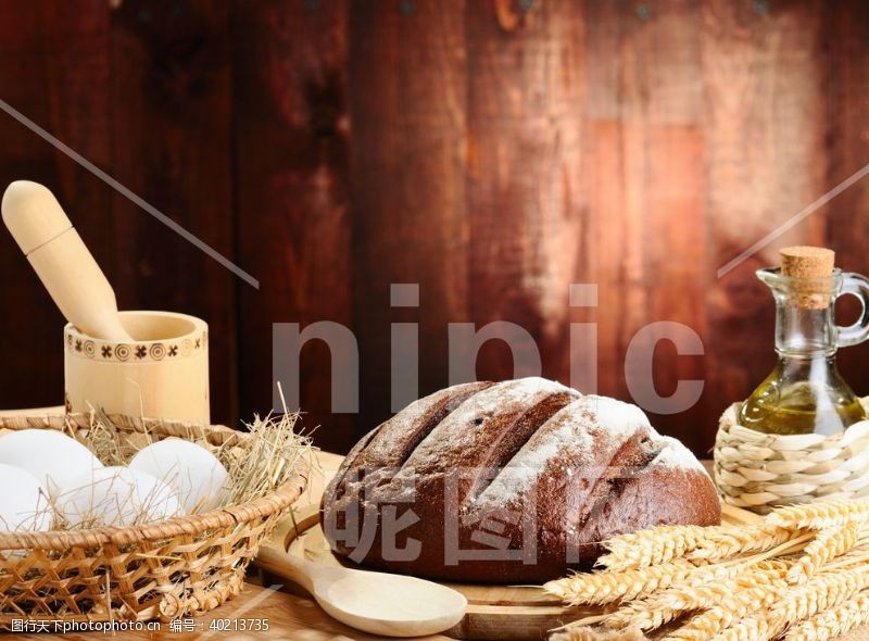 黑麦面包高清摄影美味丰富图片