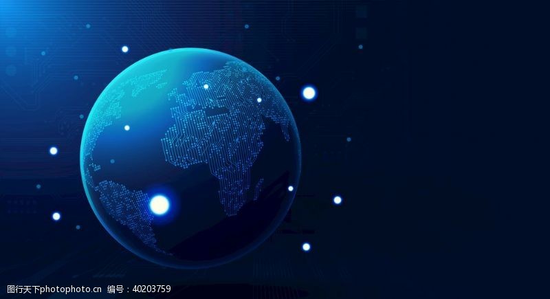 蓝色科技背景全球化地球太空EPS模板图片