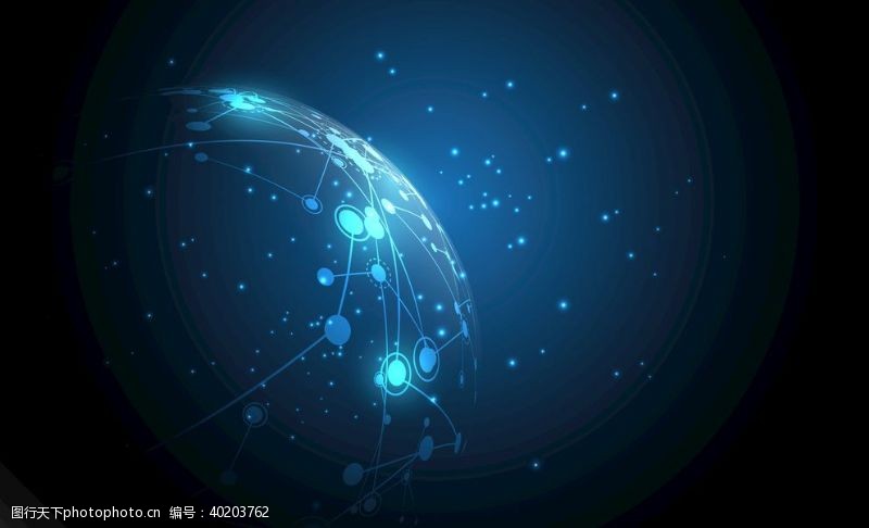 星空背景全球化蓝色科技EPS素材矢量图片