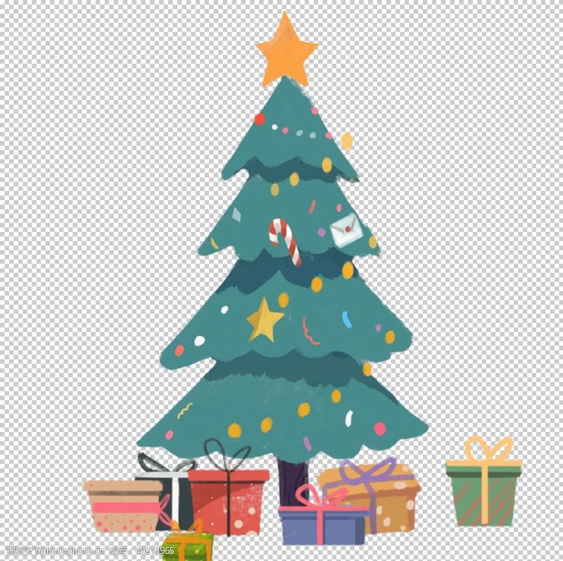 卡通的房子圣诞树素材图片