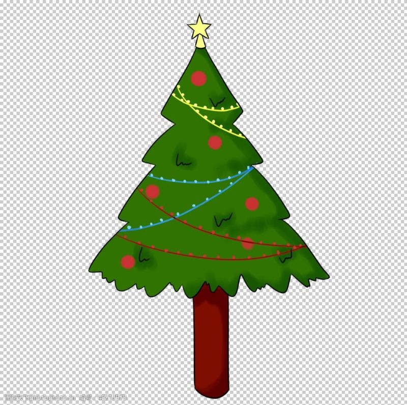 手绘圣诞花环圣诞树素材图片