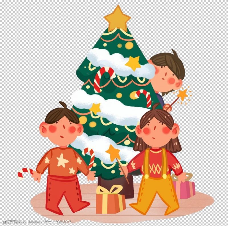 卡通英文圣诞树素材图片