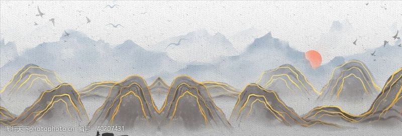 新中式装饰画新中式山水图片