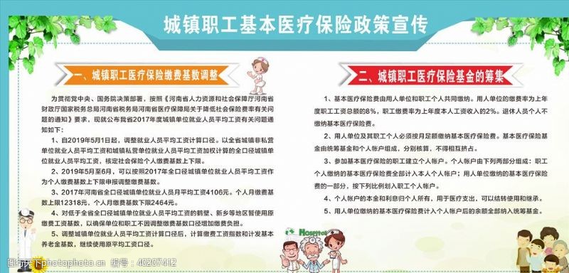 绿色底医疗保险政策宣传图片