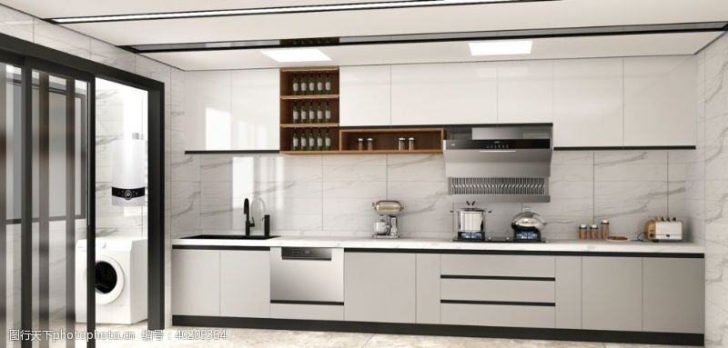 厨柜效果图白色现代橱柜效果图图片