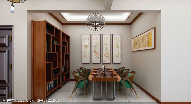新中式家装图餐厅效果图图片